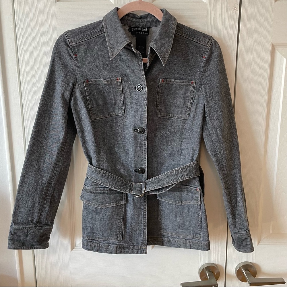 Kenneth Cole jean jacket size 4 in dark gray denim